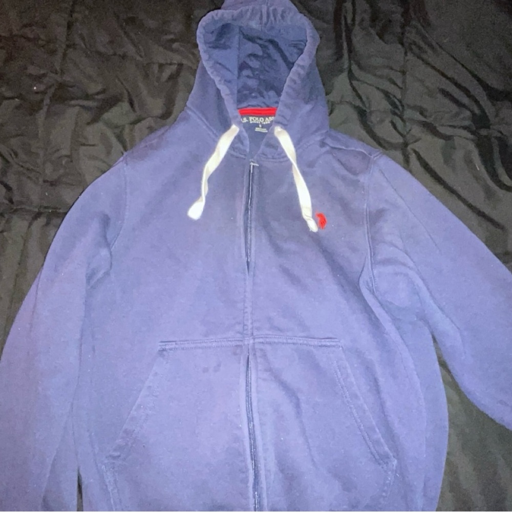Polo Ralph Lauren Navy Blue Zip-Up Hoodie – Men’s Size Small